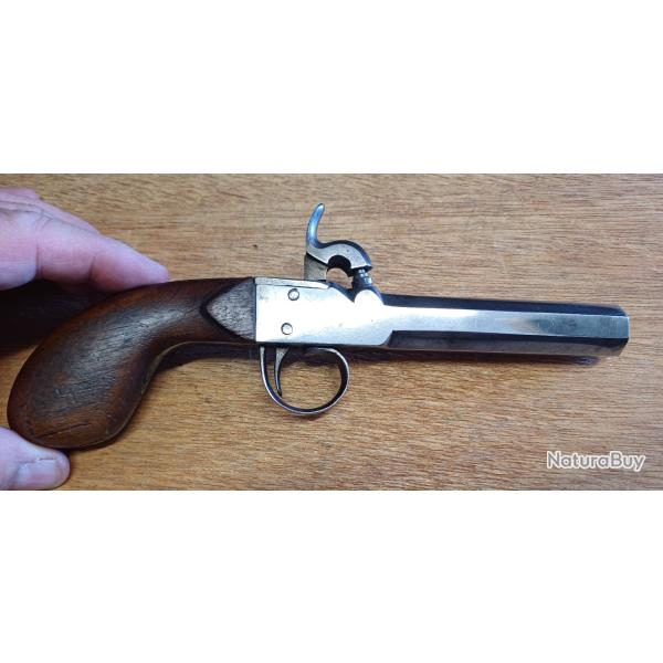 Superbe ancien pistolet � coffre � percussion en tr�s bon �tat