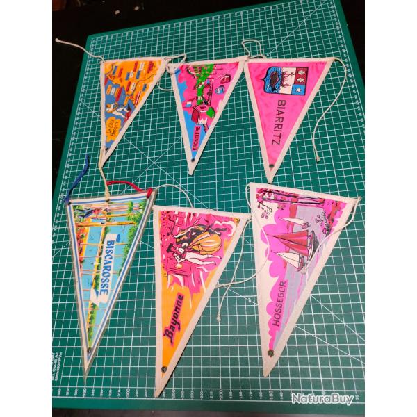 COTE BASQUE LOT DE 6 FANIONS TOURISTIQUES VINTAGE