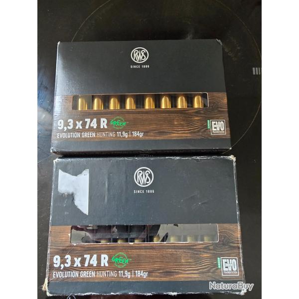 30 balles RWS calibre 9,3x74R volution Green