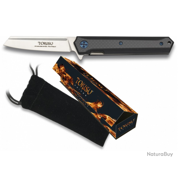 Tokisu 18450 Couteau pliant de poche EDC Fibre de Carbone/G10