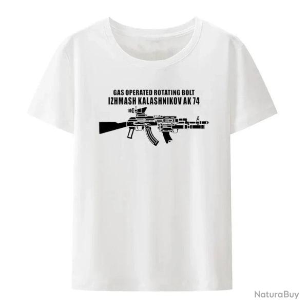 T shirt manches courtes Kalachnikov AK74 Blanc