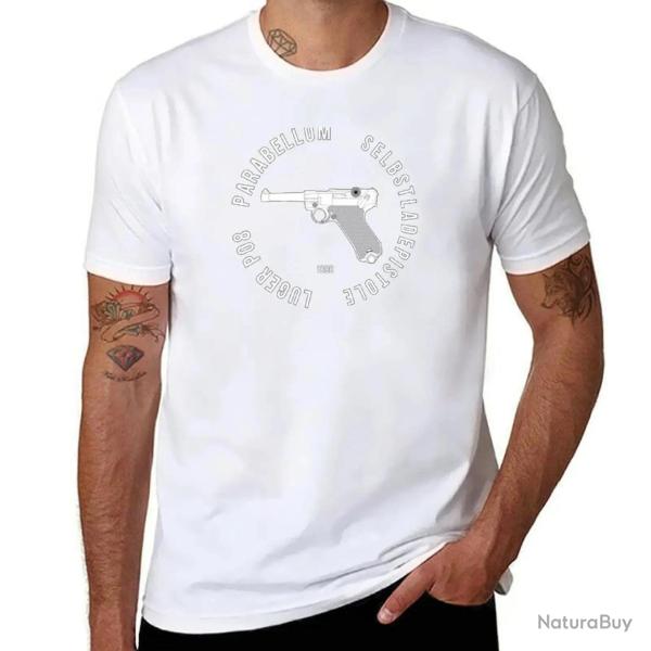 T shirt Parabellum Luger P08 Blanc