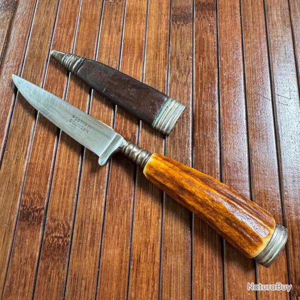 COUTEAU VINTAGE TRADITIONNEL ALLEMAND NICKER 1945-55 FABRICATION ARTISANALE ALLEMANDE COUTEAU BOTTE