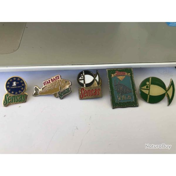 LOT DE 5 PIN'S MARQUE SENSAS, COLLECTION (2)