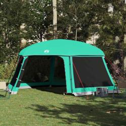Tente piscine toit amovible parois maille vert d'eau 618x532 cm