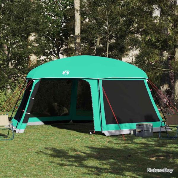 Tente piscine toit amovible parois maille vert d'eau 618x532 cm alsavelo