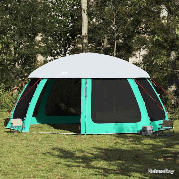Tente piscine toit amovible parois maille vert d'eau 612x612 cm alsavelo