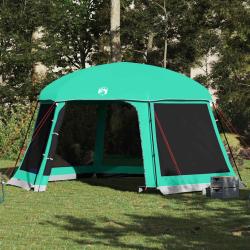 Tente piscine toit amovible parois maille vert d'eau 512x458 cm
