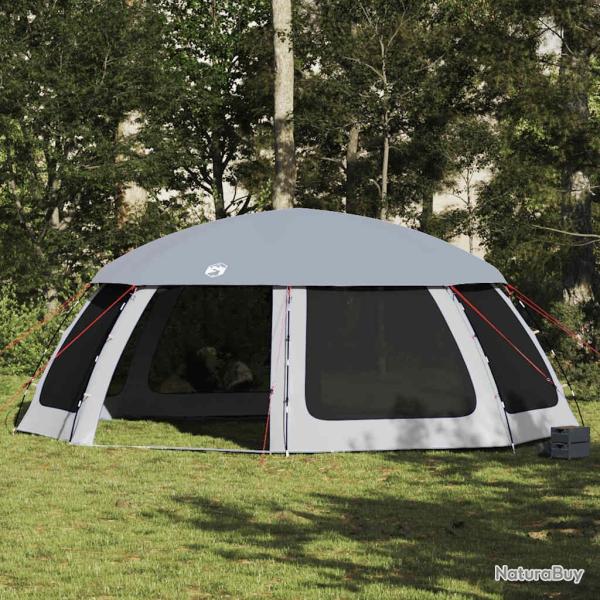 Tente piscine toit amovible parois maille gris 690x690 cm