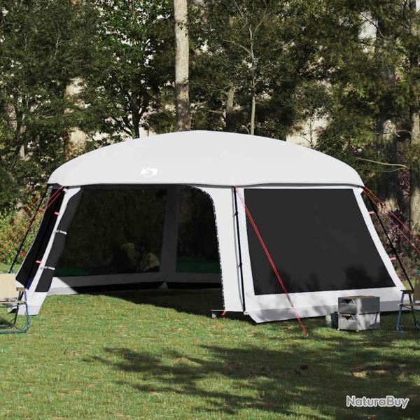 Tente piscine toit amovible parois maille gris 670x590 cm