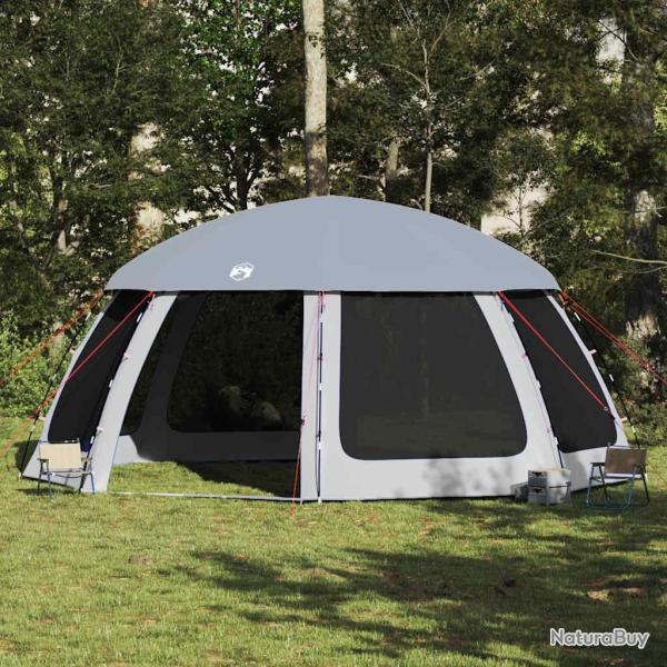Tente piscine toit amovible parois maille gris 612x612 cm