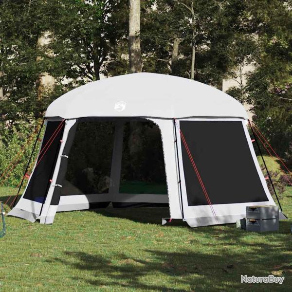 Tente piscine toit amovible parois maille gris 512x458 cm