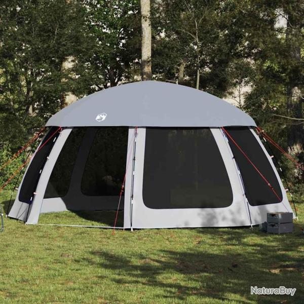 Tente piscine toit amovible parois maille gris 510x510 cm