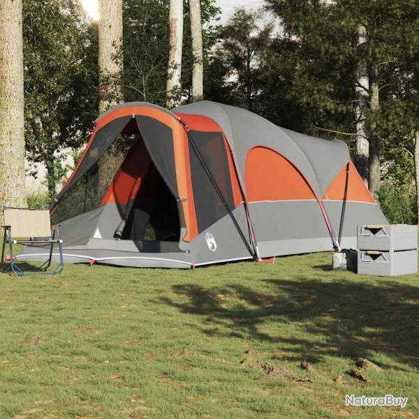 Tente familiale tunnel 8 personnes gris et orange imperm�able