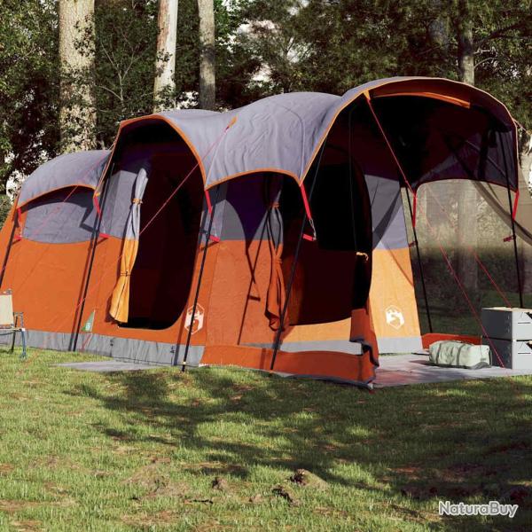 Tente familiale tunnel 8 personnes gris et orange imperm�able
