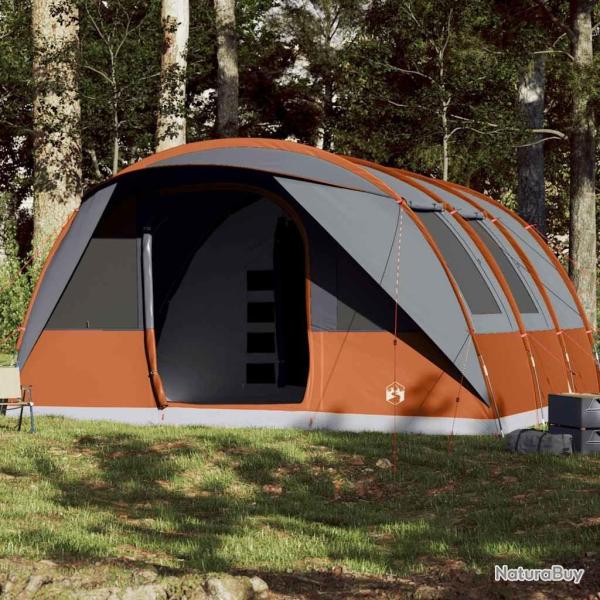 Tente familiale tunnel 7 personnes gris et orange imperm�able