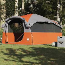 Tente familiale tunnel 6 personnes gris et orange imperm&eacute;able