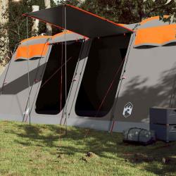 Tente familiale tunnel 10 personnes gris et orange imperm&eacute;able