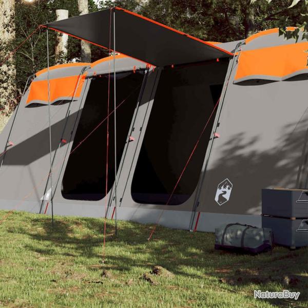 Tente familiale tunnel 10 personnes gris et orange imperm�able