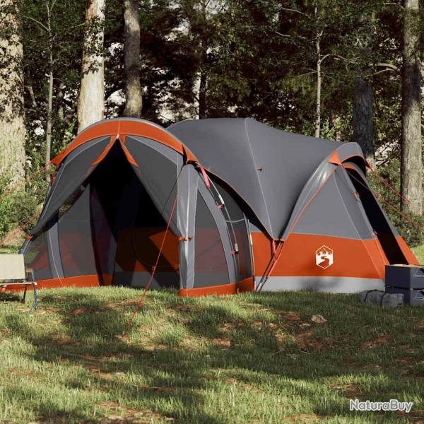 Tente familiale tipi 8 personnes gris et orange imperm�able alsavelo