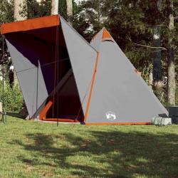 Tente familiale tipi 6 personnes gris et orange imperm&eacute;able alsavelo