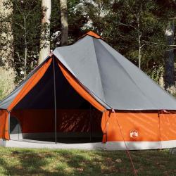 Tente familiale tipi 12 personnes gris et orange imperm&eacute;able alsavelo