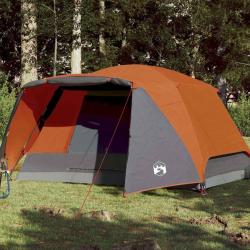 Tente familiale et porche 6 personnes gris orange imperm&eacute;able