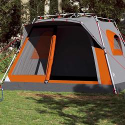 Tente familiale cabine 7personnes gris orange d&eacute;gagement rapide