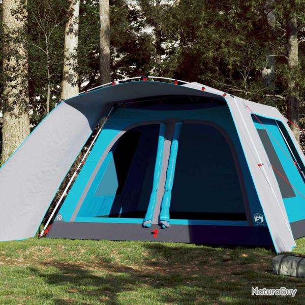 Tente familiale avec porche 9 personnes bleu d�gagement rapide