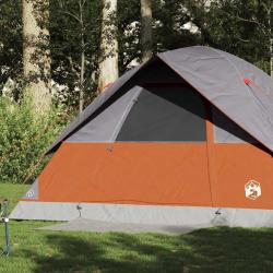 Tente familiale &agrave; d&ocirc;me 6 personnes orange imperm&eacute;able