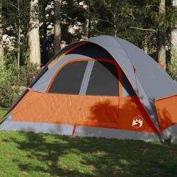 Tente familiale &agrave; d&ocirc;me 6 personnes orange imperm&eacute;able