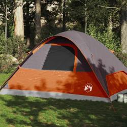 Tente familiale &agrave; d&ocirc;me 6 personnes orange imperm&eacute;able