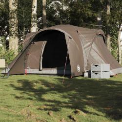 Tente familiale &agrave; d&ocirc;me 6 personnes marron imperm&eacute;able