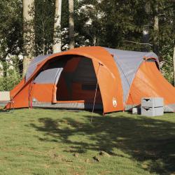 Tente familiale &agrave; d&ocirc;me 6 personnes gris et orange imperm&eacute;able