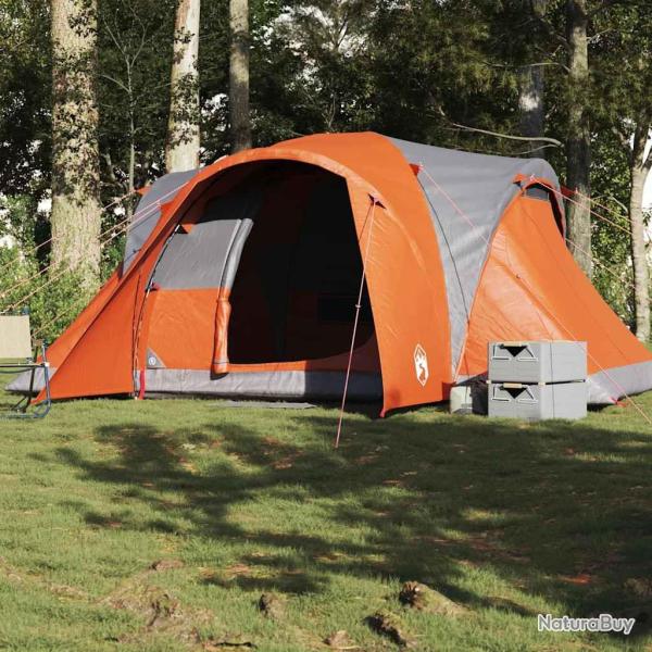 Tente familiale � d�me 6 personnes gris et orange imperm�able alsavelo