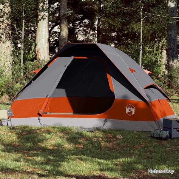 Tente familiale � d�me 6 personnes gris et orange imperm�able