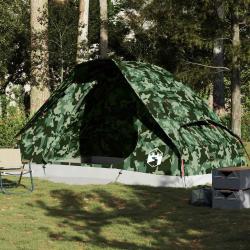 Tente familiale &agrave; d&ocirc;me 6 personnes camouflage imperm&eacute;able