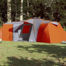 Tente familiale &agrave; d&ocirc;me 12 personnes gris et orange imperm&eacute;able