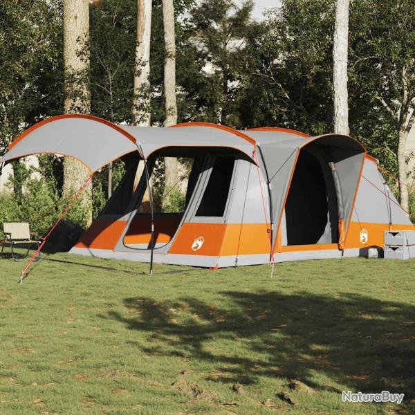 Tente de camping tunnel 5 personnes gris et orange imperm�able