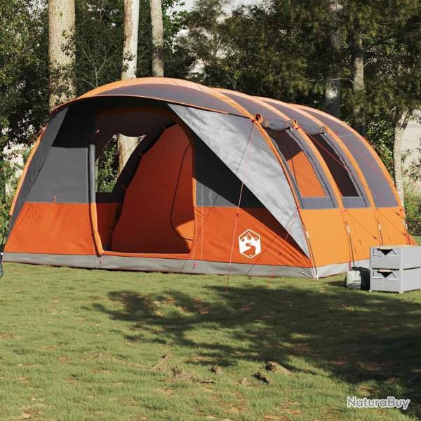 Tente de camping tunnel 5 personnes gris et orange imperm�able