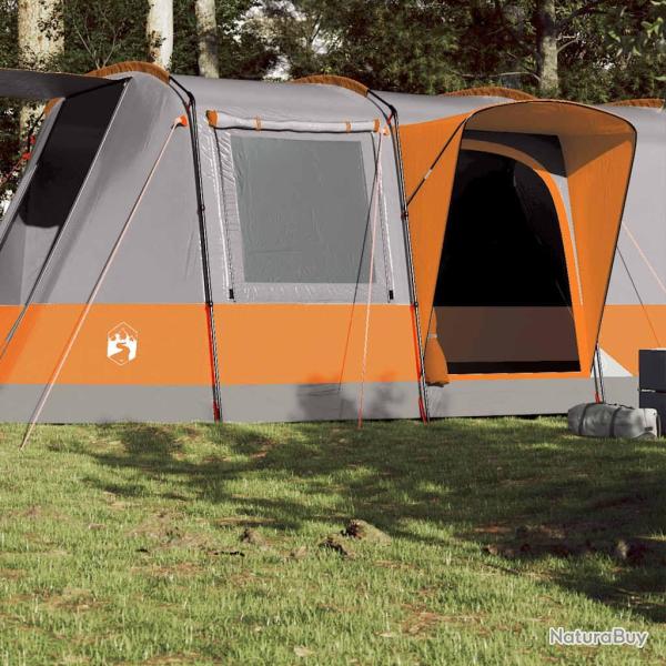Tente de camping tunnel 4 personnes gris et orange imperm�able