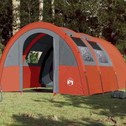 Tente de camping tunnel 4 personnes gris et orange imperm&eacute;able