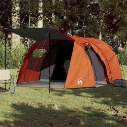 Tente de camping tunnel 4 personnes gris et orange imperm&eacute;able alsavelo