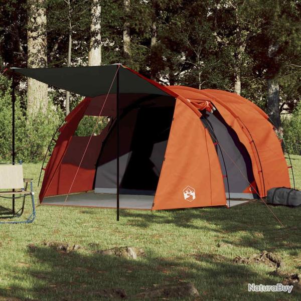 Tente de camping tunnel 4 personnes gris et orange imperm�able
