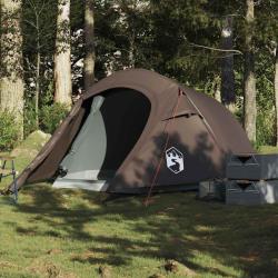 Tente de camping tunnel 3 personnes marron imperm&eacute;able alsavelo