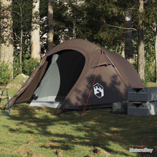 Tente de camping tunnel 3 personnes marron imperm�able alsavelo