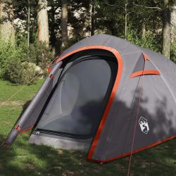 Tente de camping tunnel 3 personnes gris et orange imperm&eacute;able alsavelo