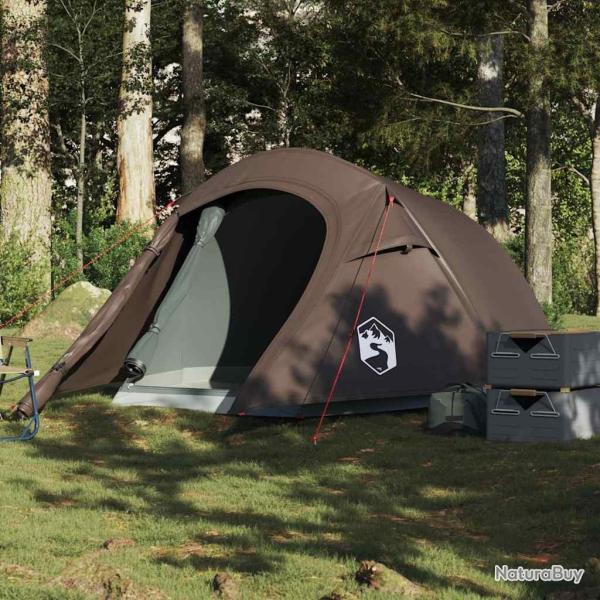 Tente de camping tunnel 2 personnes marron imperm�able alsavelo