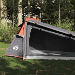 Tente de camping tunnel 2 personnes gris et orange imperm&eacute;able