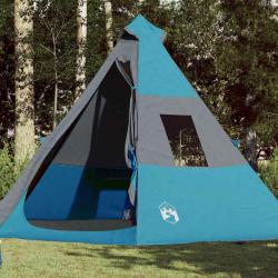 Tente de camping tipi 7 personnes bleu imperm&eacute;able alsavelo